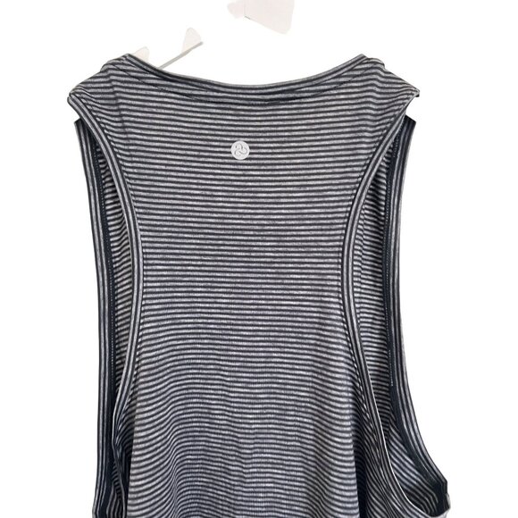 Z By Zella Black & Grey Striped Muscle Tank Top Lightweight Soft - Picture 5 of 5